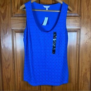 NWT Banana Republic Blue Cutout Geometric Design Sleeveless Tank Top